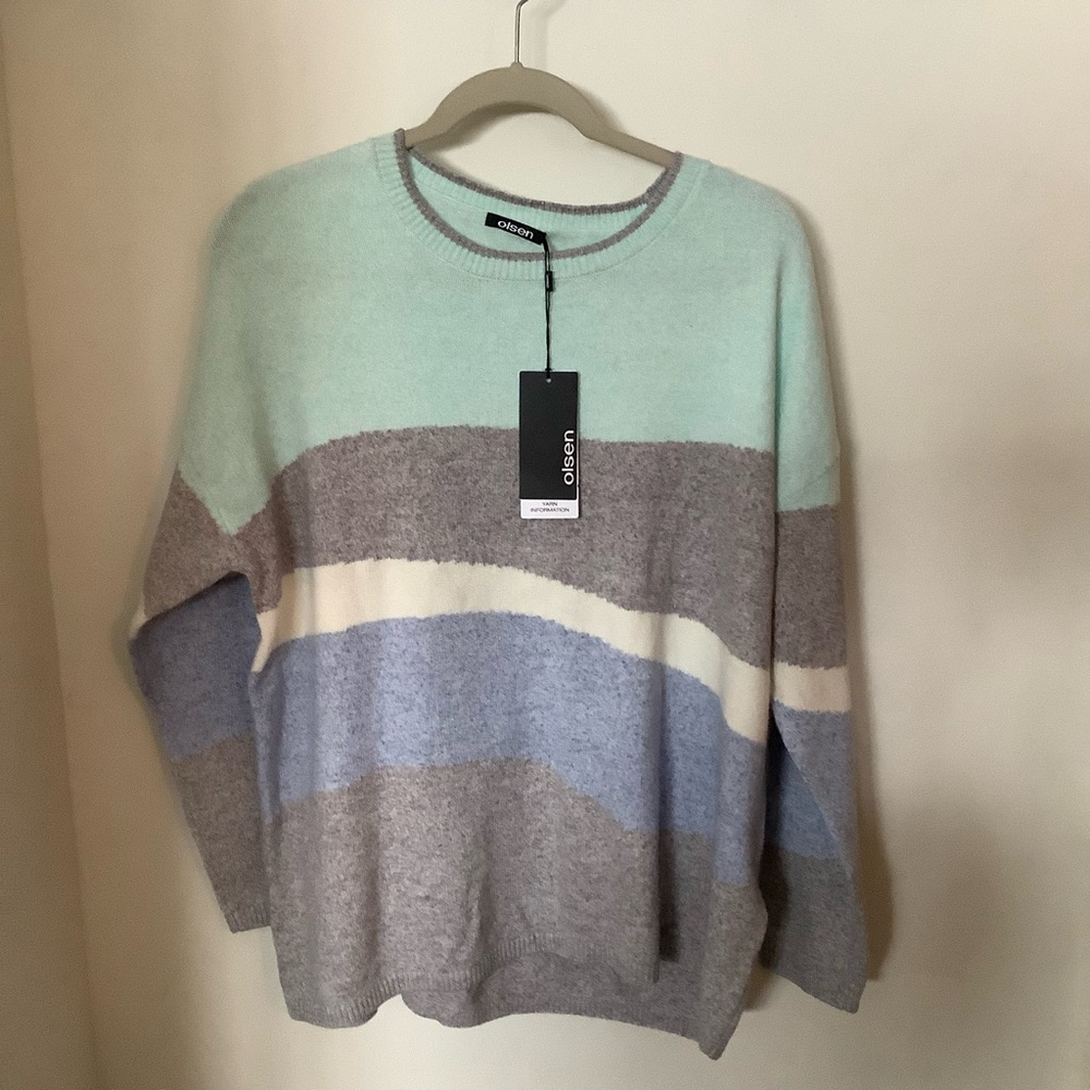 OLSEN:  Mint, Gray, and Blue Sweater (NWT)